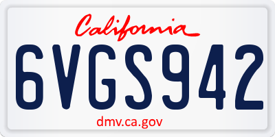 CA license plate 6VGS942