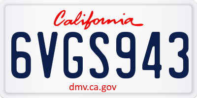 CA license plate 6VGS943