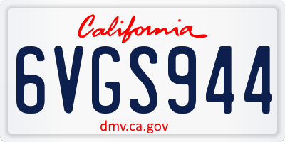 CA license plate 6VGS944