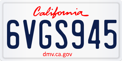 CA license plate 6VGS945