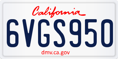 CA license plate 6VGS950