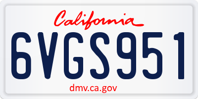 CA license plate 6VGS951