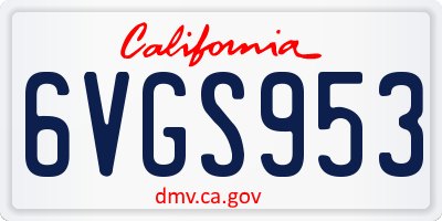CA license plate 6VGS953