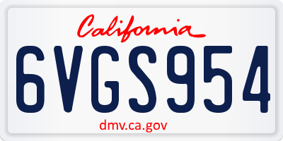 CA license plate 6VGS954