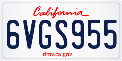 CA license plate 6VGS955