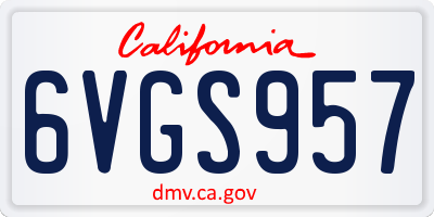 CA license plate 6VGS957