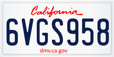 CA license plate 6VGS958