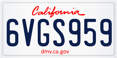 CA license plate 6VGS959
