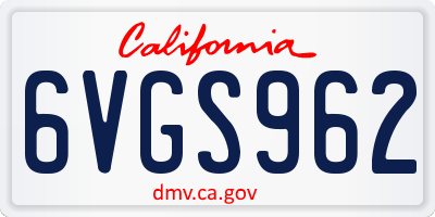 CA license plate 6VGS962