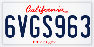 CA license plate 6VGS963