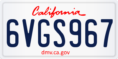 CA license plate 6VGS967