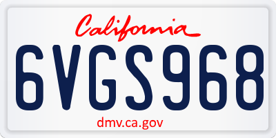 CA license plate 6VGS968
