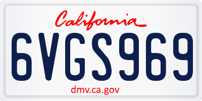 CA license plate 6VGS969