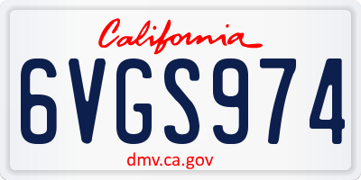 CA license plate 6VGS974