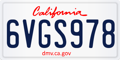 CA license plate 6VGS978