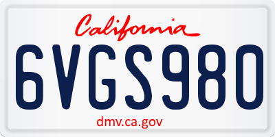 CA license plate 6VGS980
