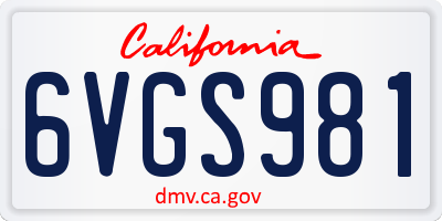 CA license plate 6VGS981
