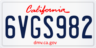 CA license plate 6VGS982