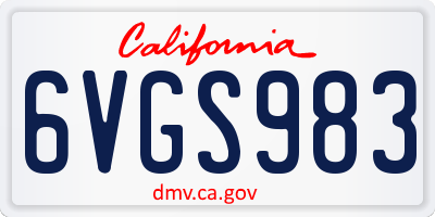 CA license plate 6VGS983