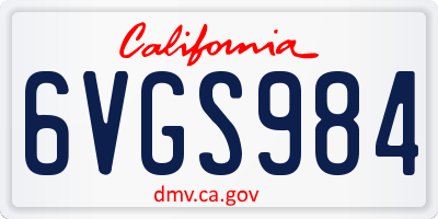 CA license plate 6VGS984