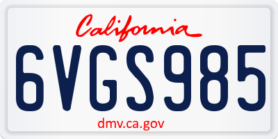 CA license plate 6VGS985
