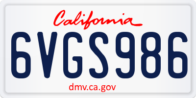 CA license plate 6VGS986