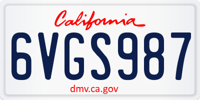 CA license plate 6VGS987