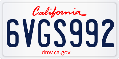 CA license plate 6VGS992