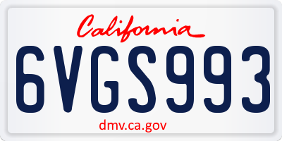 CA license plate 6VGS993