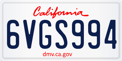 CA license plate 6VGS994