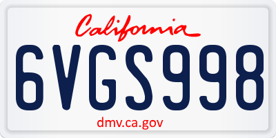 CA license plate 6VGS998