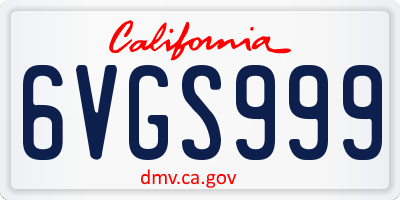CA license plate 6VGS999
