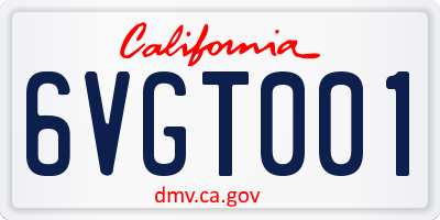 CA license plate 6VGT001
