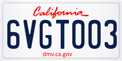 CA license plate 6VGT003