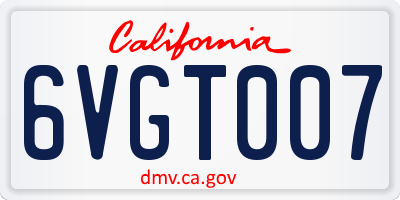 CA license plate 6VGT007