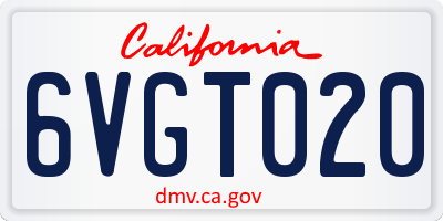 CA license plate 6VGT020