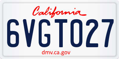 CA license plate 6VGT027