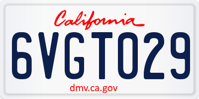 CA license plate 6VGT029