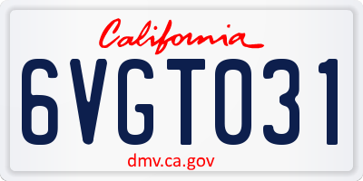 CA license plate 6VGT031