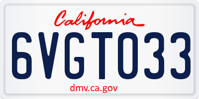 CA license plate 6VGT033