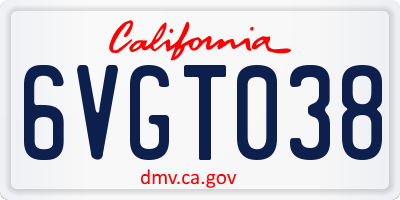 CA license plate 6VGT038