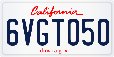 CA license plate 6VGT050