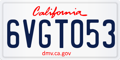 CA license plate 6VGT053