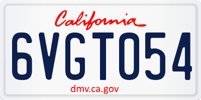 CA license plate 6VGT054