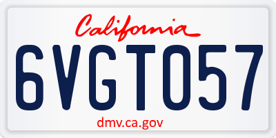 CA license plate 6VGT057