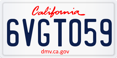 CA license plate 6VGT059