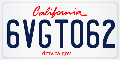 CA license plate 6VGT062