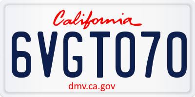 CA license plate 6VGT070
