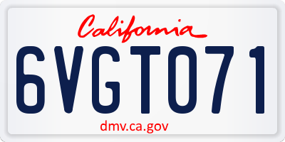 CA license plate 6VGT071