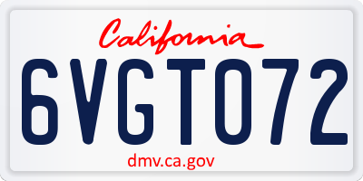 CA license plate 6VGT072